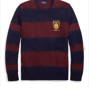 Polo Ralph Lauren Navy and Burgundy Crewneck Crested Sweater